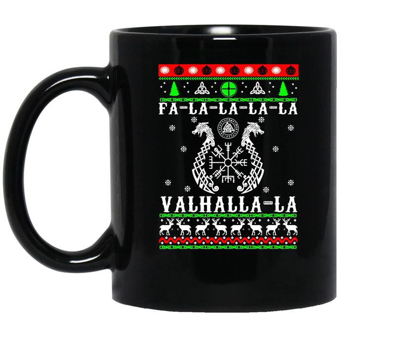 Vikings valhalla viking christmas ugly sweater coffee Mug_Black