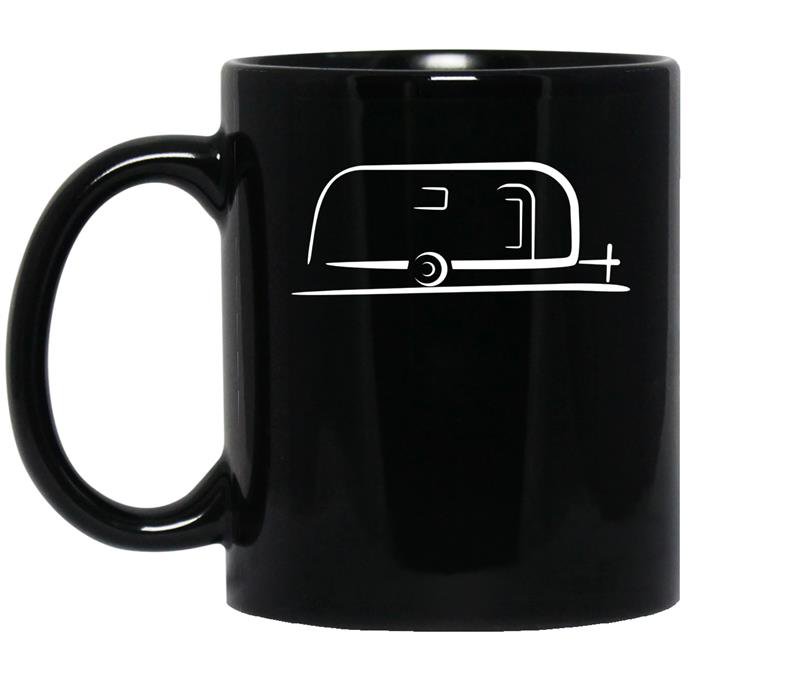 Vintage airstream style streamlined trailer coffee Mug_Black