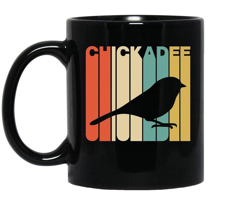 Vintage style chickadee silhouette coffee Mug_Black