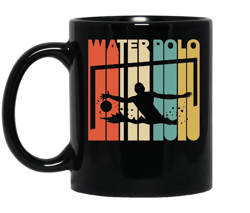 Vintage style water polo silhouette coffee Mug_Black