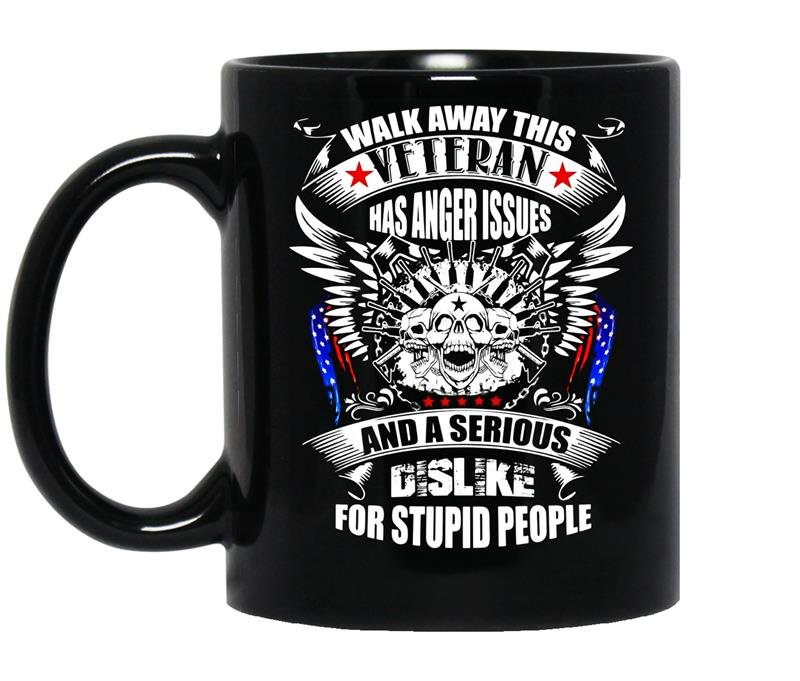 Walk away this veteran has anger issues us veteran army gift coffee Mug_Black