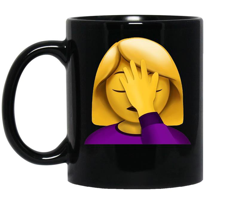 Womens facepalm emojinewest coffee Mug_Black