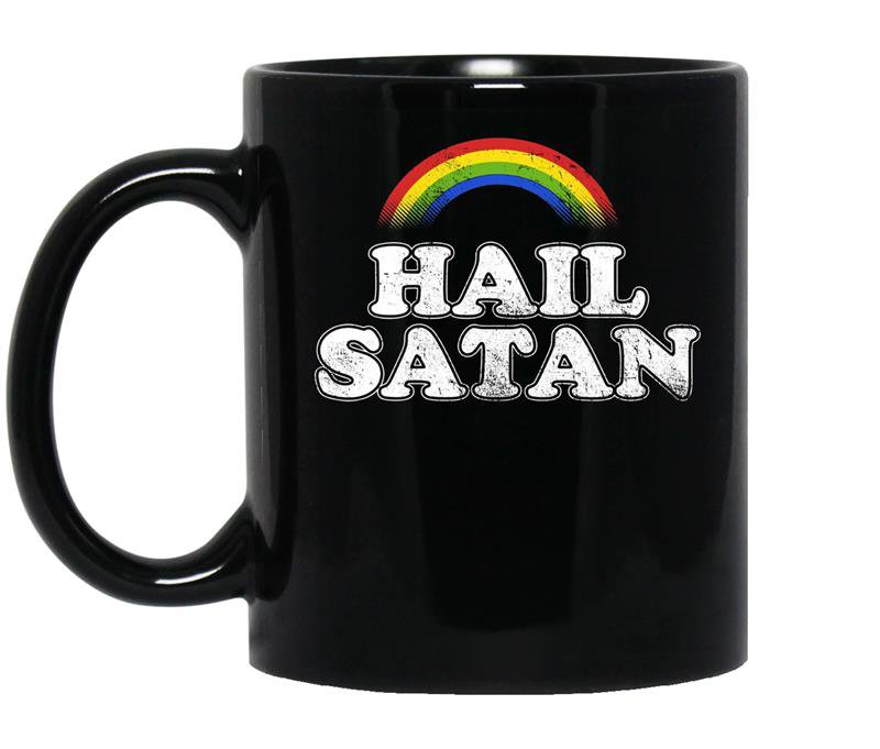 Womens satan ironic rainbow Coffee Mug_Black