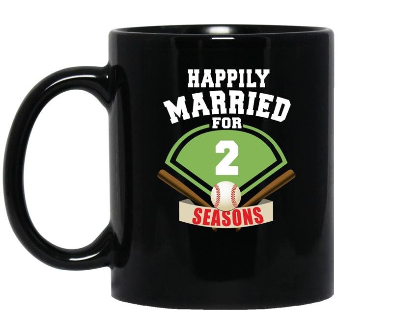 2nd wedding anniversary baseball couple gif coffee Mug_Black