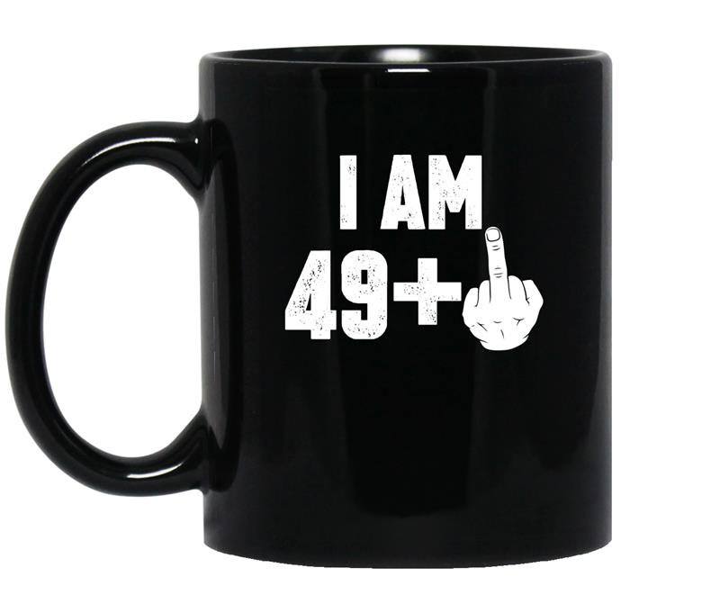 I am 49 middle finger funny 50th birthday coffee Mug_Black