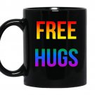 Lgbt gay pride free hugs rainbow coffee Mug_Black