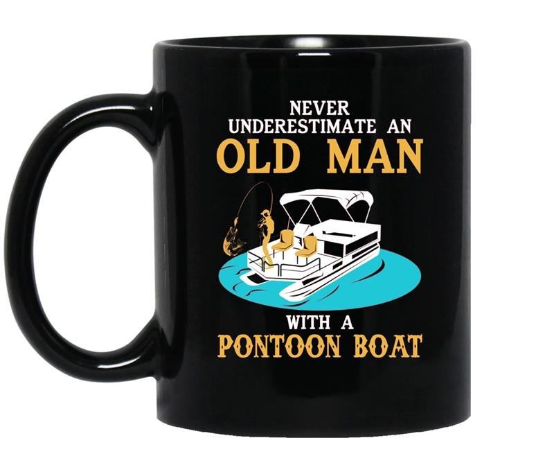 Mens never underestimate an old man with a pontoon boat coffee Mug_Black
