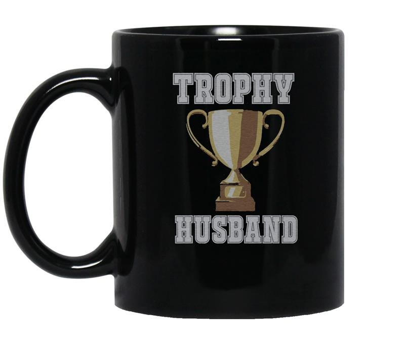 Mens trophy husbandmens vintage style trophy husband coffee Mug_Black