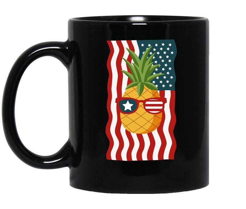 Merica sunglasses flag pineapple 4th of july patriots coffee Mug_Black