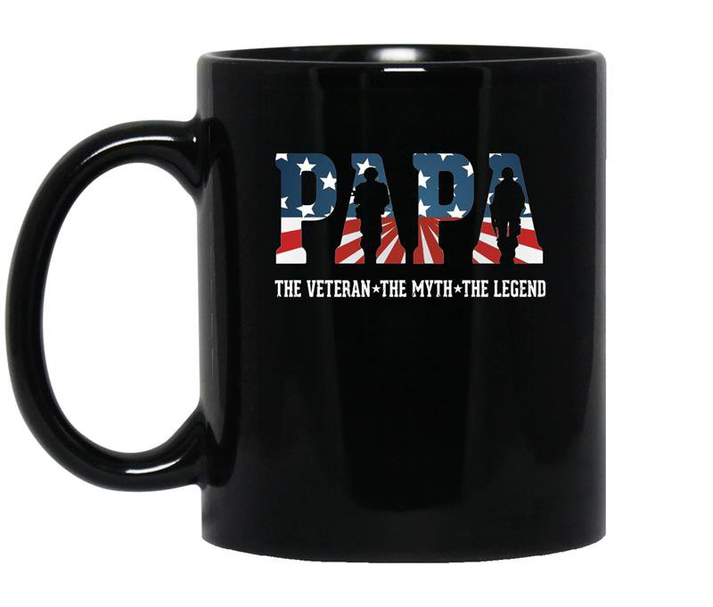 Papa the veteran the myth the legend grandpa gift men coffee Mug_Black