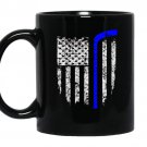 Thin blue line american flag hockey coffee Mug_Black
