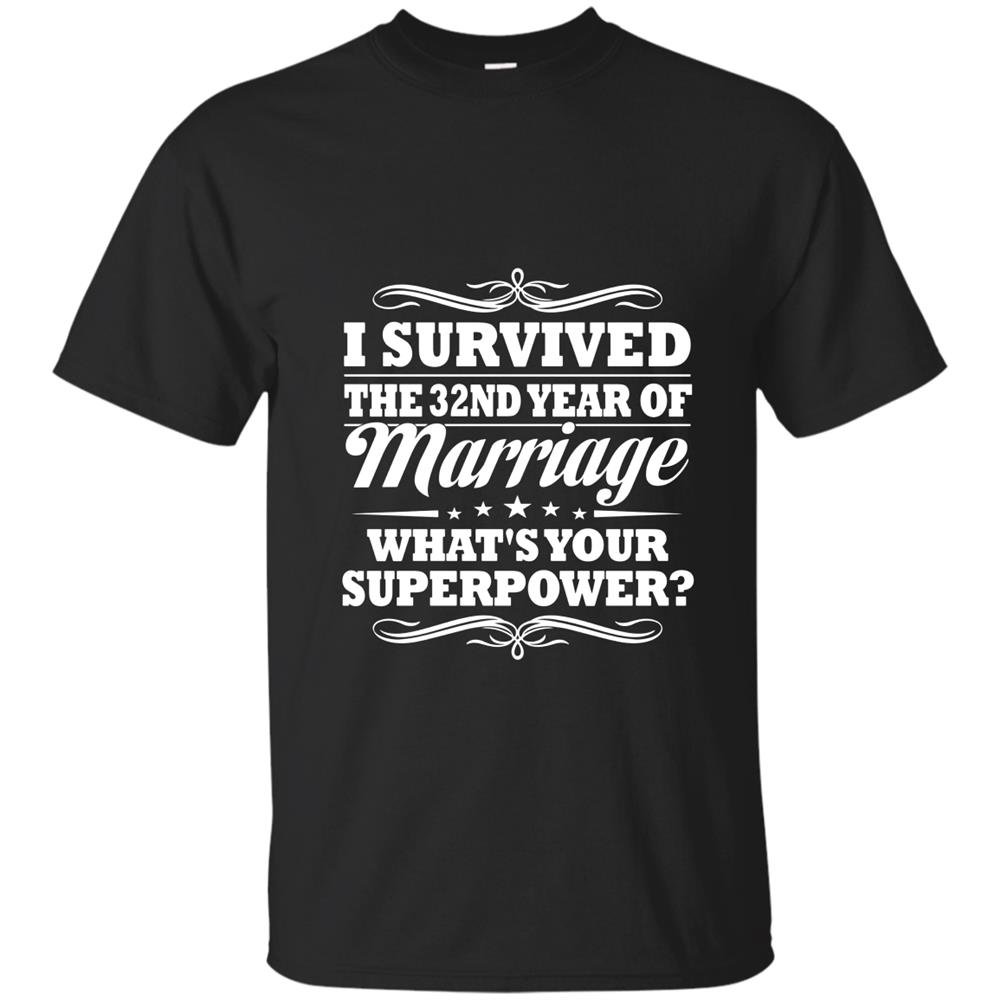 32nd wedding anniversary gift ideas for her him i survived t-shirt