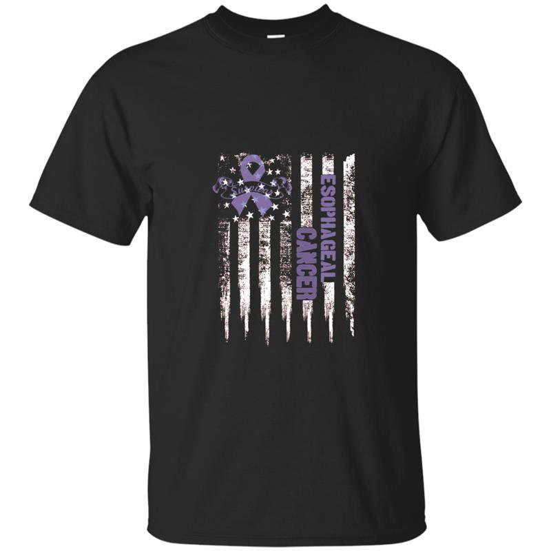 Esophageal cancer awareness us flag cancer ribbon t-shirt