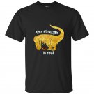 Gold t-rex the struggle is real donut t-shirt funny dinosaur