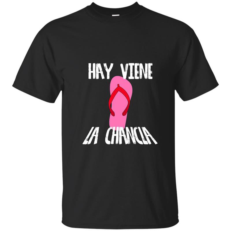 Hay viene la chancla funny t-shirt hispanic humor pink
