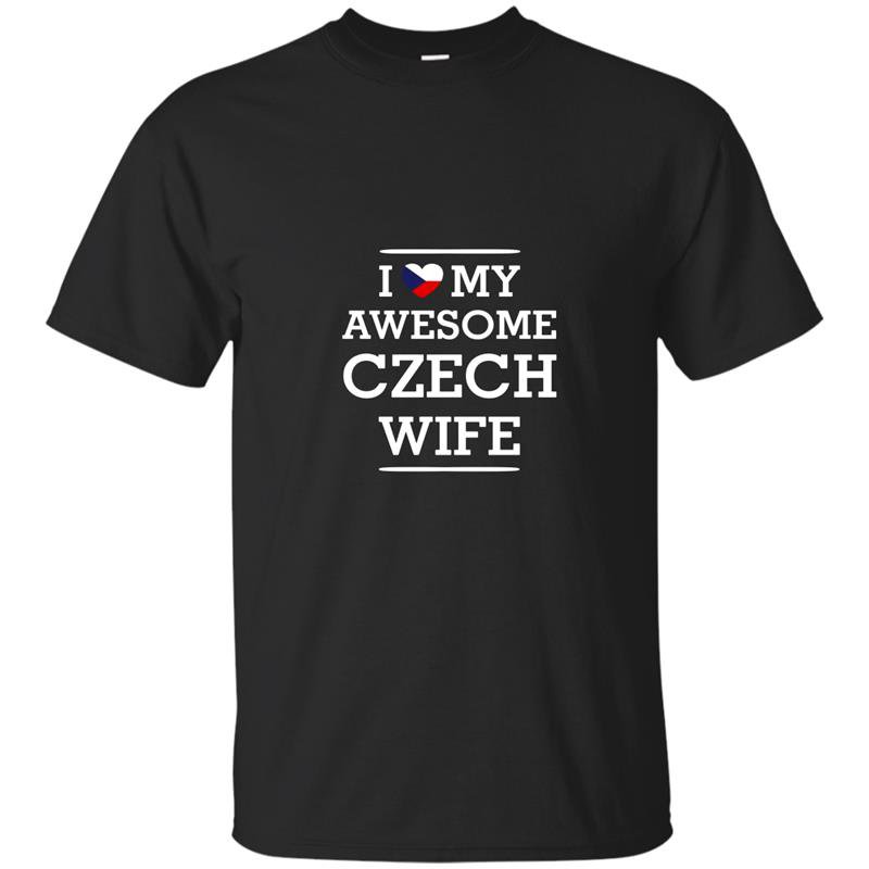 I love my awesome czech wife flag heart tee for husband t-shirt