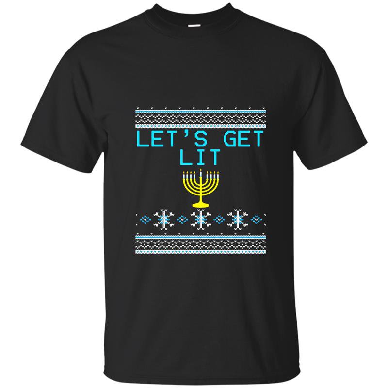 Lets get lit funny hanukkah sweater menorah t-shirt