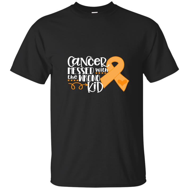 Leukemia cancer messed with the wrong kid t-shirt orange