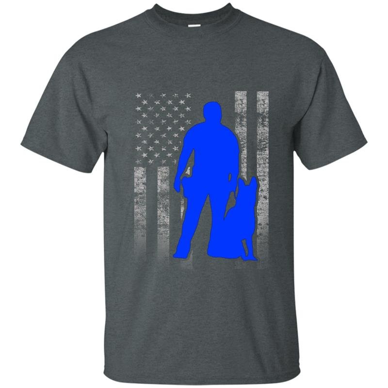 Male k 9 officer blue line flag t-shirt for k9 handlers