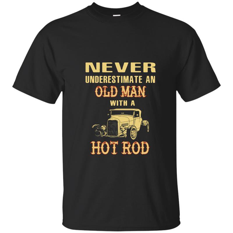 Old man with a hot rod t-shirt
