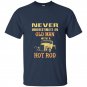 Old man with a hot rod t-shirt