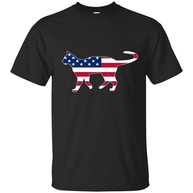 Patriotic kitty cat usa american flag t-shirt