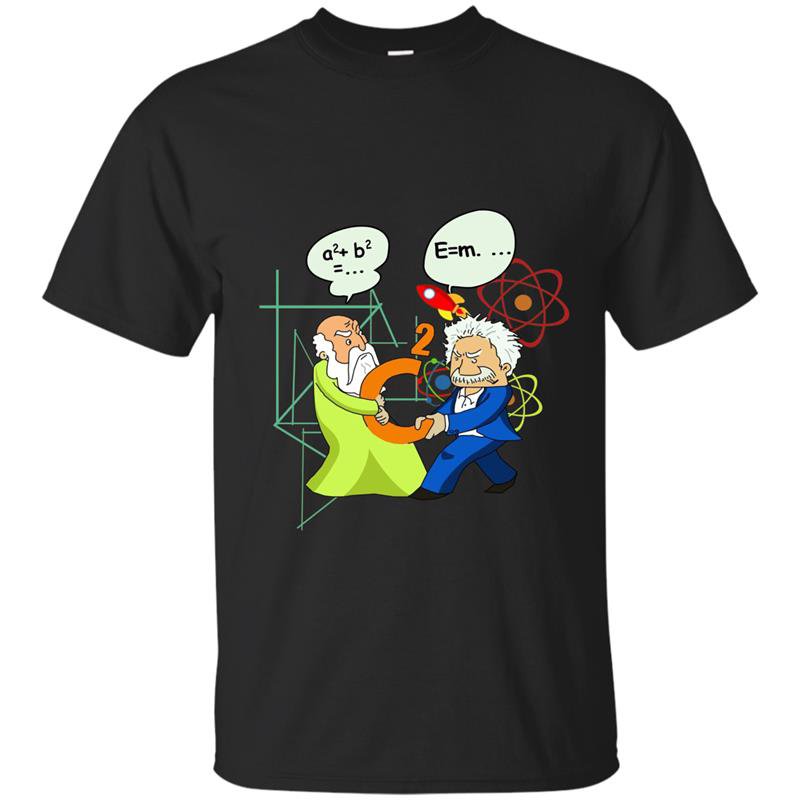 Pythagoras fights einstein c2 t-shirt funny science tee gift