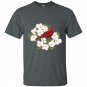Red cardinal bird pink dogwood flower t-shirt