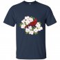 Red cardinal bird pink dogwood flower t-shirt
