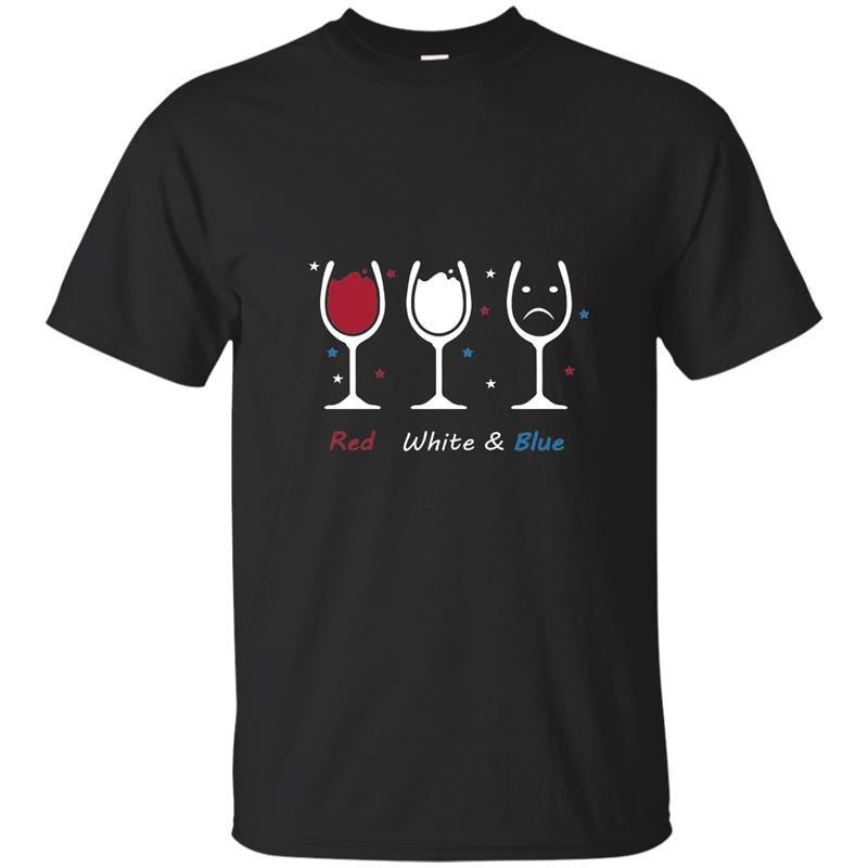 Red white blue funny wine glass t-shirt