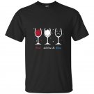 Red white blue funny wine glass t-shirt