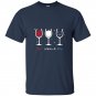 Red white blue funny wine glass t-shirt