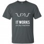 Shrug it works on my machine funny programmer excuse t-shirt