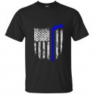Thin blue line american flag hockey t-shirt