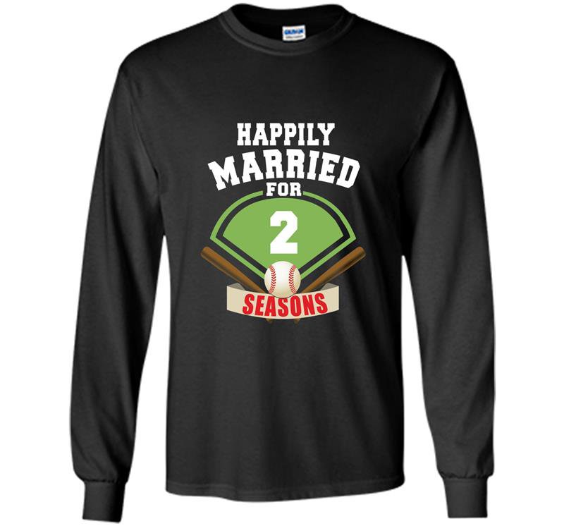 2nd wedding anniversary baseball couple gift Long Sleeve Gildan