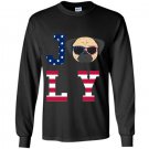 4th of july pug american flag dog Long Sleeve