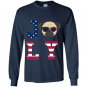 4th of july pug american flag dog Long Sleeve