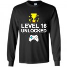 16th birthday level 16 unlocked funny gamer gift kid Long Sleeve Gildan