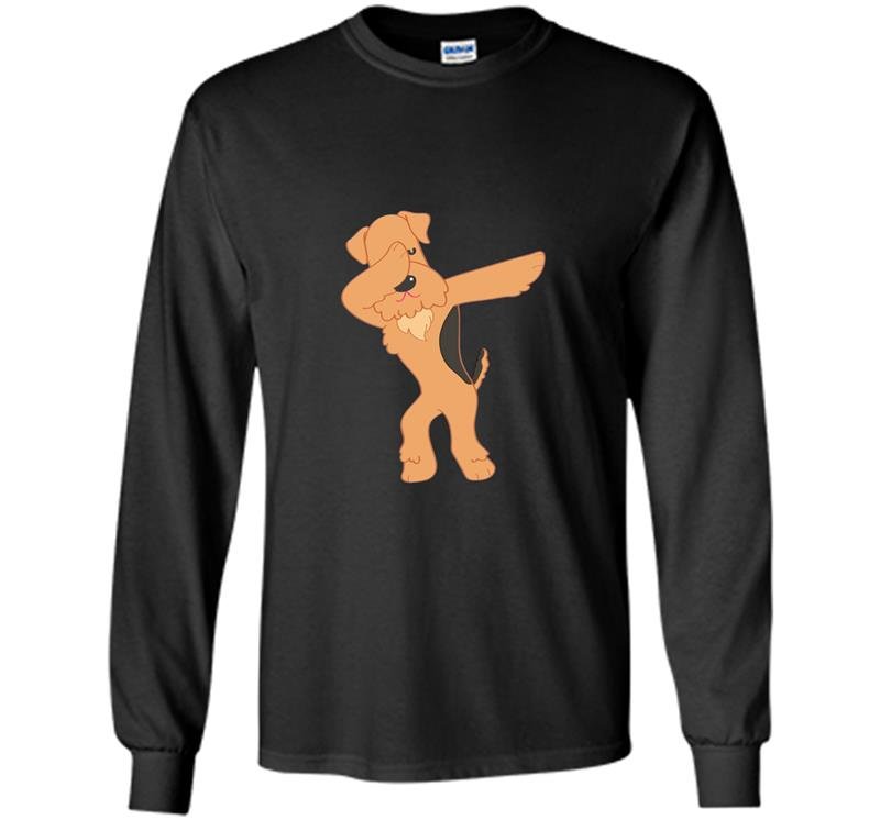 Airedale terrier dabbing funny dab dog dance gift Long Sleeve Gildan