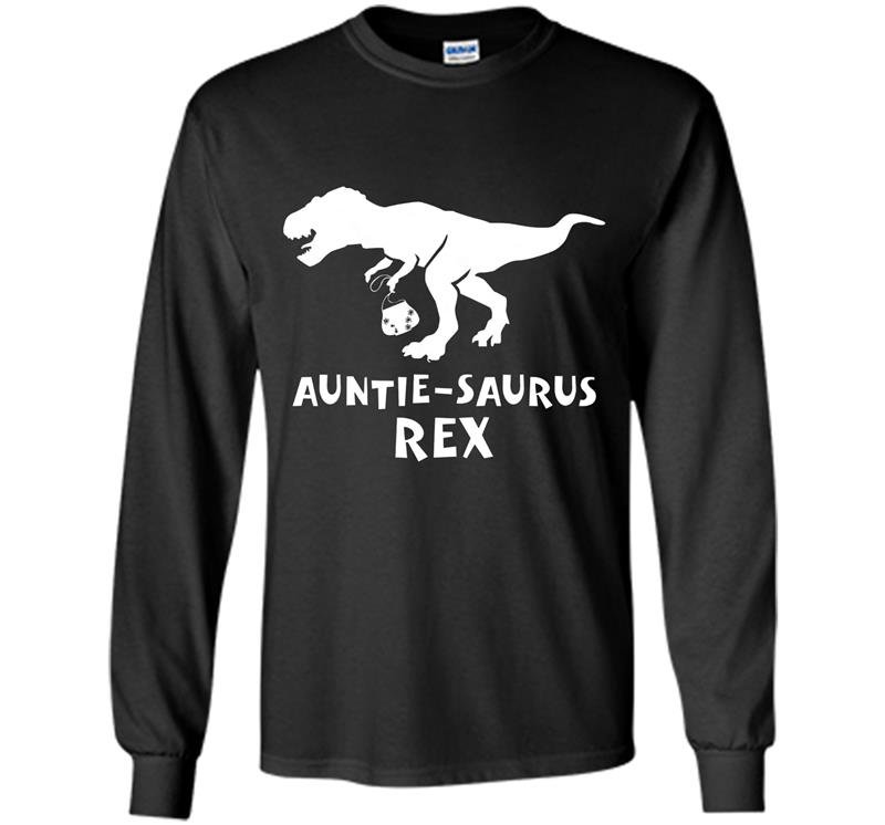 Auntie saurus rex funny dinosaur auntiesaurus Long Sleeve Gildan