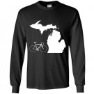 Bicycle michigan cyclist tee state road bike Long Sleeve Gildan