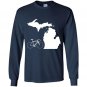 Bicycle michigan cyclist tee state road bike Long Sleeve Gildan
