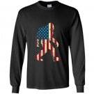 Bigfoot sasquatch american flag funny 4th of july Long Sleeve Gildan