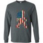 Bigfoot sasquatch american flag funny 4th of july Long Sleeve Gildan