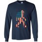 Bigfoot sasquatch american flag funny 4th of july Long Sleeve Gildan