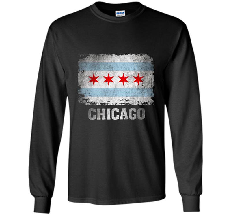 Chicago illinois flag vintage distressed Long Sleeve Gildan