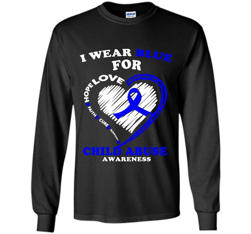 Child abuse i wear blue for child abuse awareness Long Sleeve Gildan