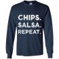 Chips salsa repeat funny foodie Long Sleeve Gildan