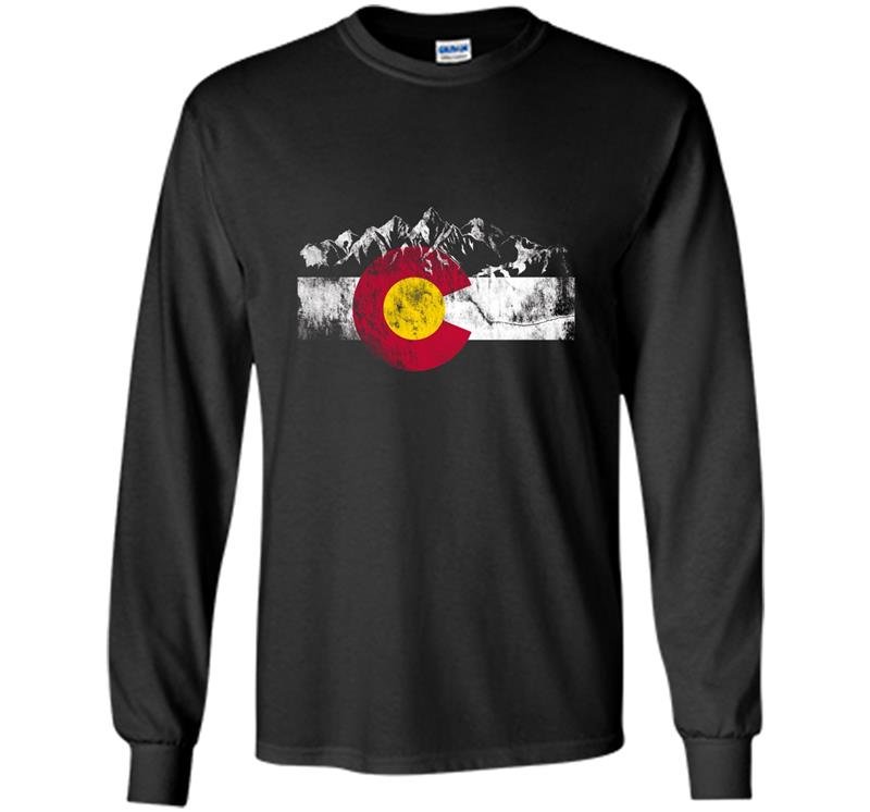 Colorado flag moutain vintage colorado day Long Sleeve Gildan