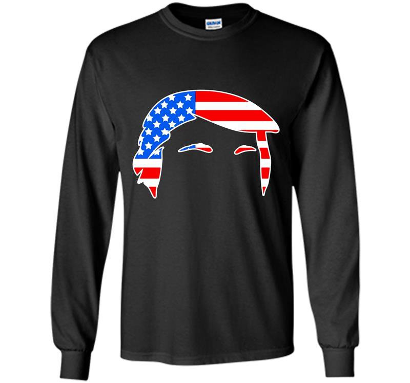Donald trump hair flag Long Sleeve Gildan